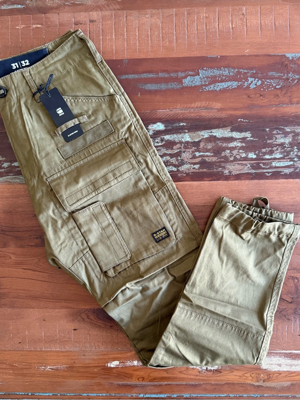 G-Star Raw Olive Green Cargo Pants with Utility Pockets! NWTS! 31/32